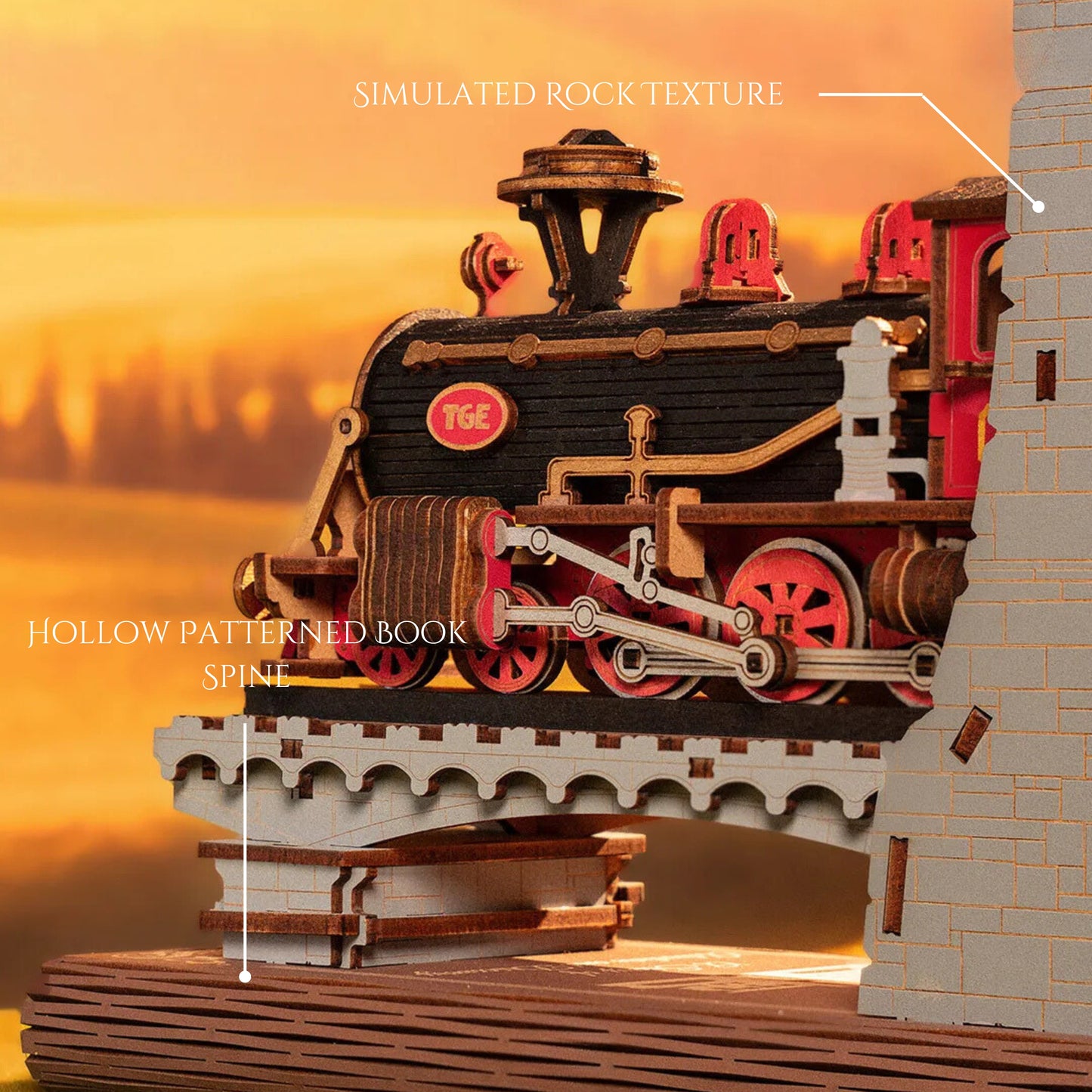 3D Wooden Vintage Train – DIY Bookend Kit